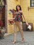 Floral Printed Sleeveless Peplum Pure Cotton Top